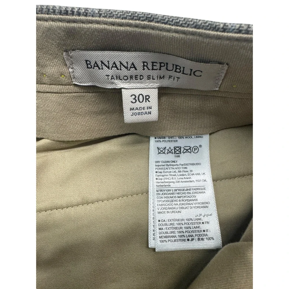 Banana Republic 30x32 Brown Plaid Flannel Wool Pants Trousers Italian Fabric